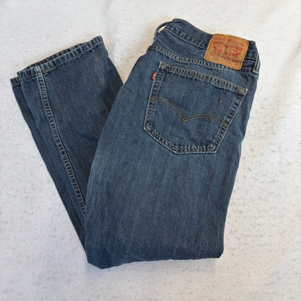 Levi's 505 Regular Fit Jeans Mens 36x30 Blue Denim Straight Leg